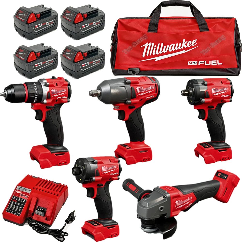 M18 FUEL 18V Cordless 5pc Tool Kit 4x 5Ah Batteries Charger