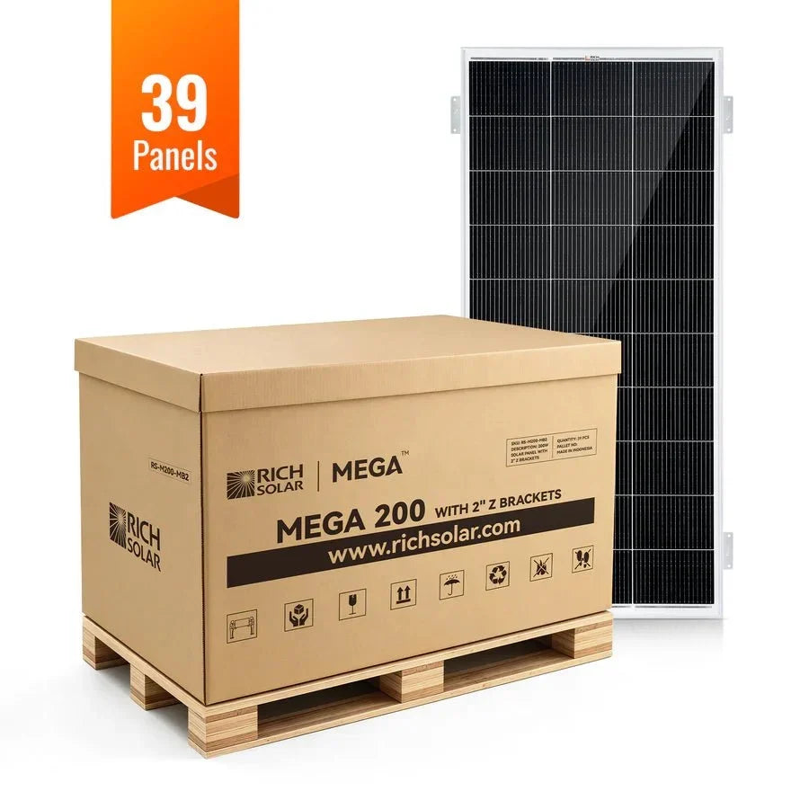 Rich Solar MEGA 200 12V 200W Solar Panel With 2" Brackets