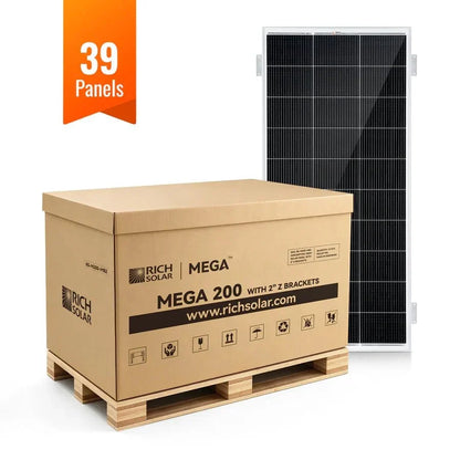 Rich Solar MEGA 200 12V 200W Solar Panel With 2" Brackets