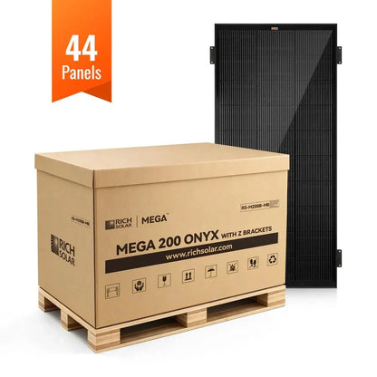 Rich Solar MEGA 200 ONYX 12V 200W Solar Panel With 3/4" Z Brackets