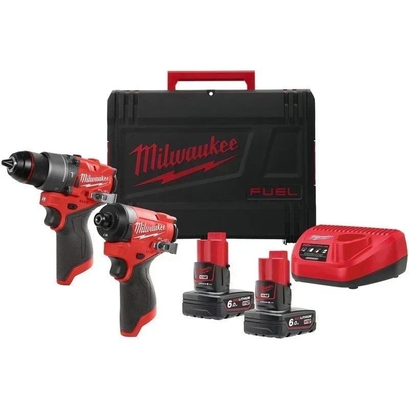 Milwaukee M12FPP2A-602X Fuel Twin Pack DIY Combi Drill Impact Driver Set 12V 6Ah