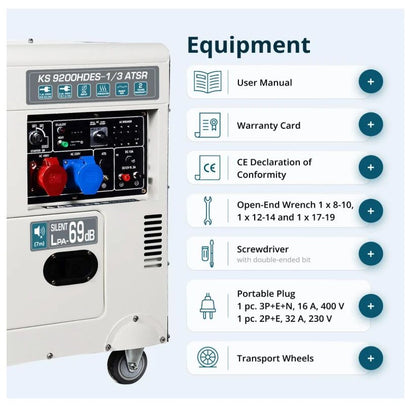 Könner & Söhnen Diesel Generator KS 9200HDES-1/3 ATSR 230v & 400v 7 KW