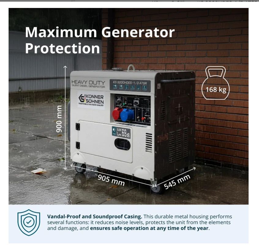 Könner & Söhnen Diesel Generator KS 9200HDES-1/3 ATSR 230v & 400v 7 KW