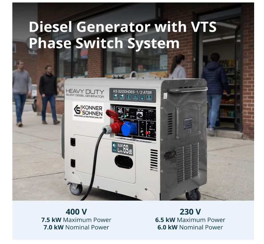 Könner & Söhnen Diesel Generator KS 9200HDES-1/3 ATSR 230v & 400v 7 KW